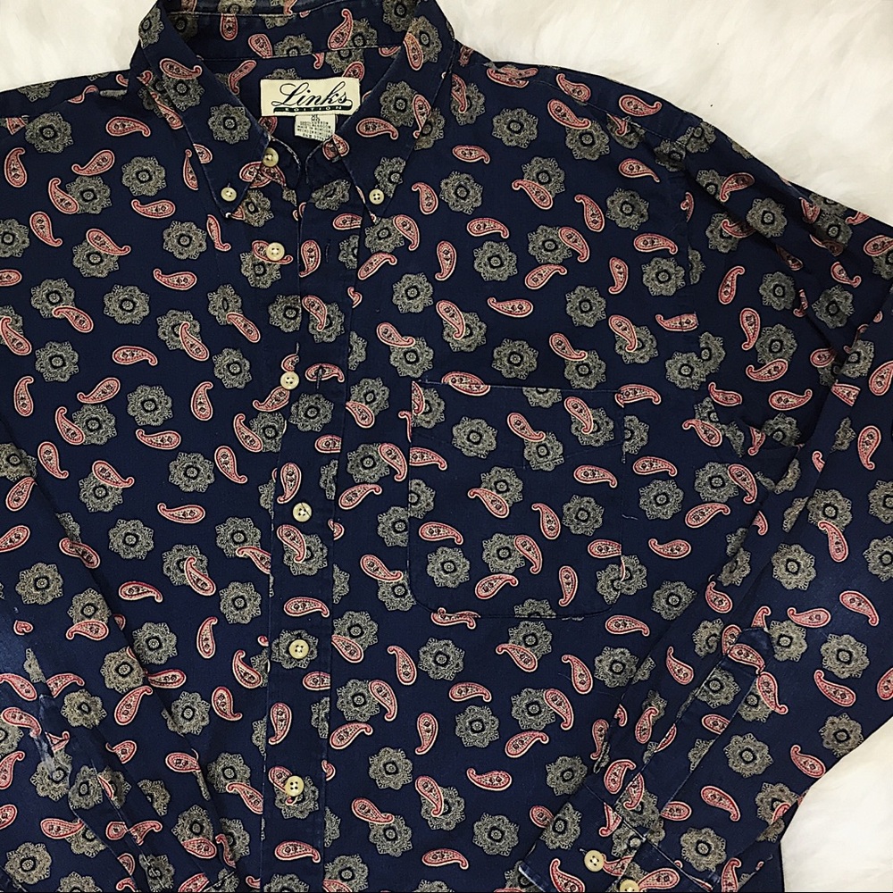 Vintage Button Don Shirt Paisley Links Edition EUC - Picture 3 of 4